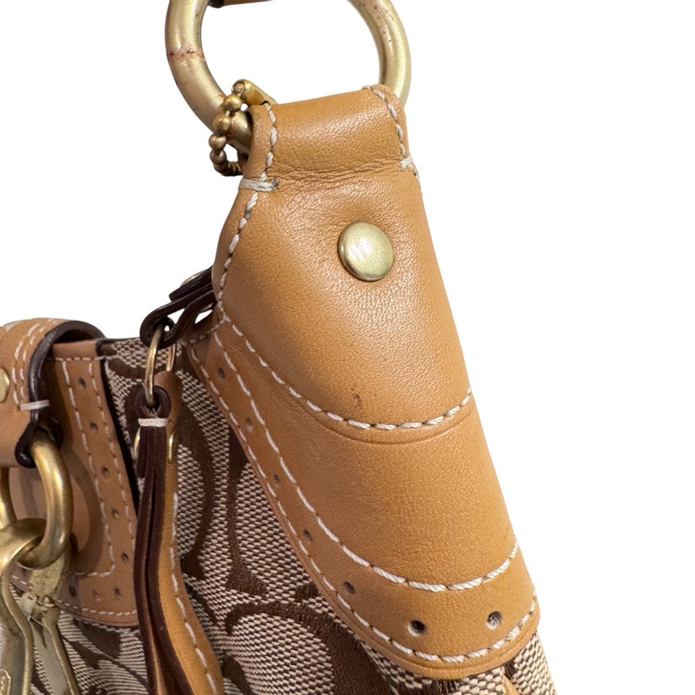 VTG Coach Signature C Hamptons Mini Hobo Shoulder Bag Wallet Y2K Tan Gold 10534 - Picture 8 of 16